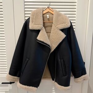 Mango Black and Cream Teddy Jacket